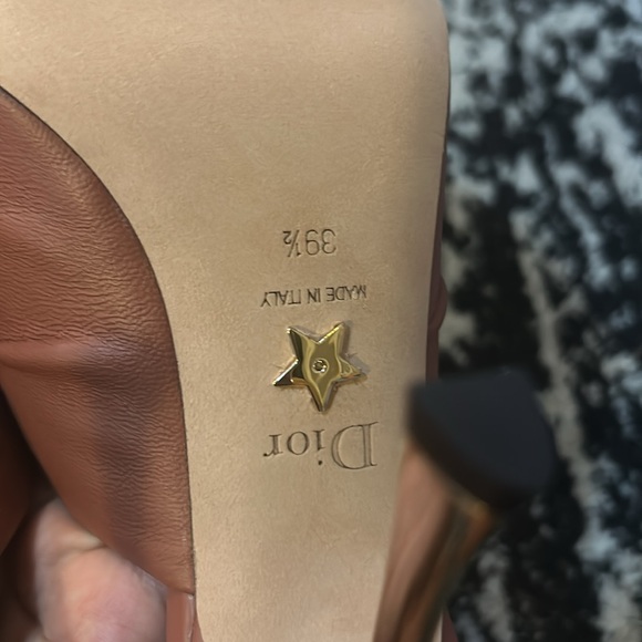 Christian Dior D-Fame Heeled Sandal Rust Colored Pleated Lambskin size 39.5 - Picture 8 of 12